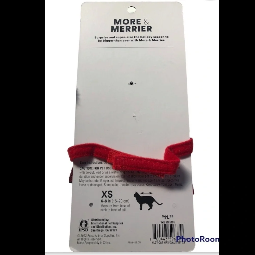 NWT kitten Mrs Claus Neck Hat Costume XS